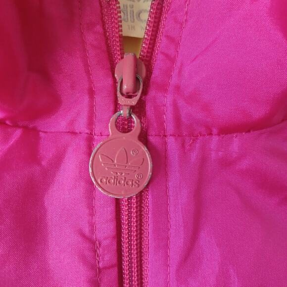 Vintage Adidas Windbraker‎ Jacket Womens Medium Hot Pink Shiny Front Zip 80's - Picture 6 of 8